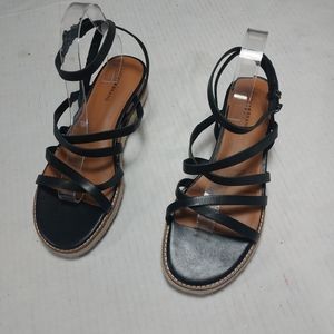 NWNT Lucky Brand Women's Nemelli Black Leather Platform Sandals Size 10M